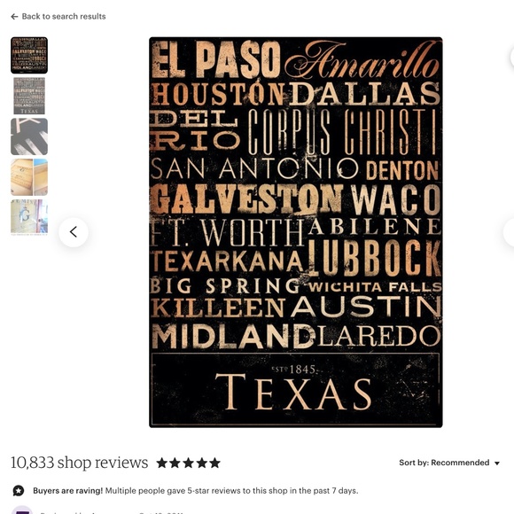Texas Cities Typography Wrapped Canvas - Picture 11 of 12